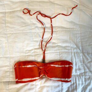 Ralph Lauren Orange Padded Bandeau Halter Strap Bikini Top - S